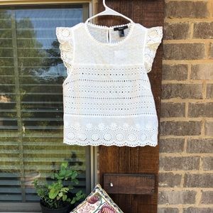 NWOT White Perforated Summer Blouse